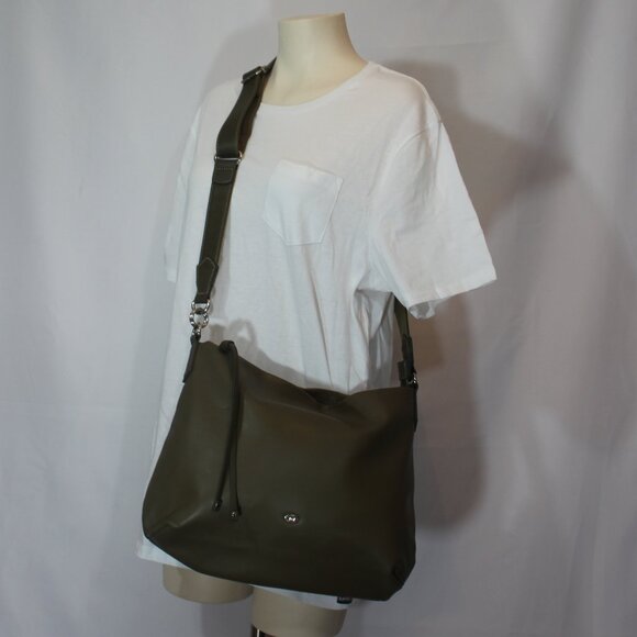 David Jones Paris Olive green  shoulder crossbody  waterproof  bag 14.5"x12" - Picture 1 of 8
